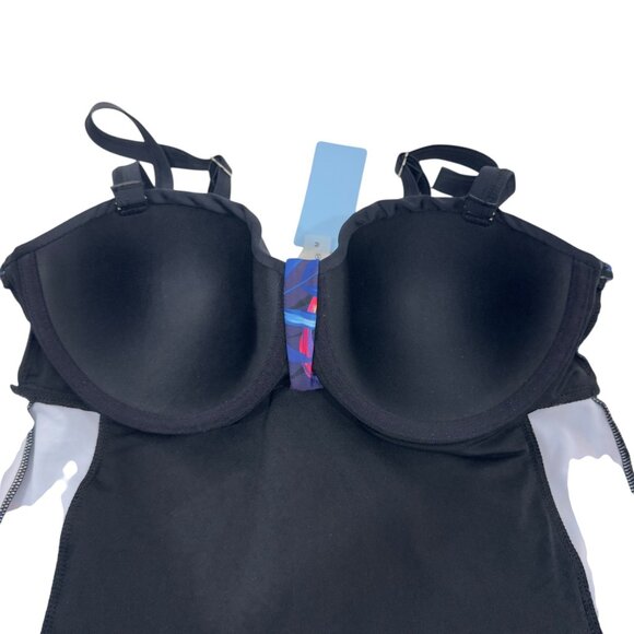 Yonique Women M Tropical Floral Print Tankini Top Adjustable Straps Padded Cups - Picture 5 of 9